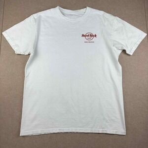 Hard Rock Cafe‎ T-Shirt Men L White New Orleans Bourbon Street Music Graphic Tee
